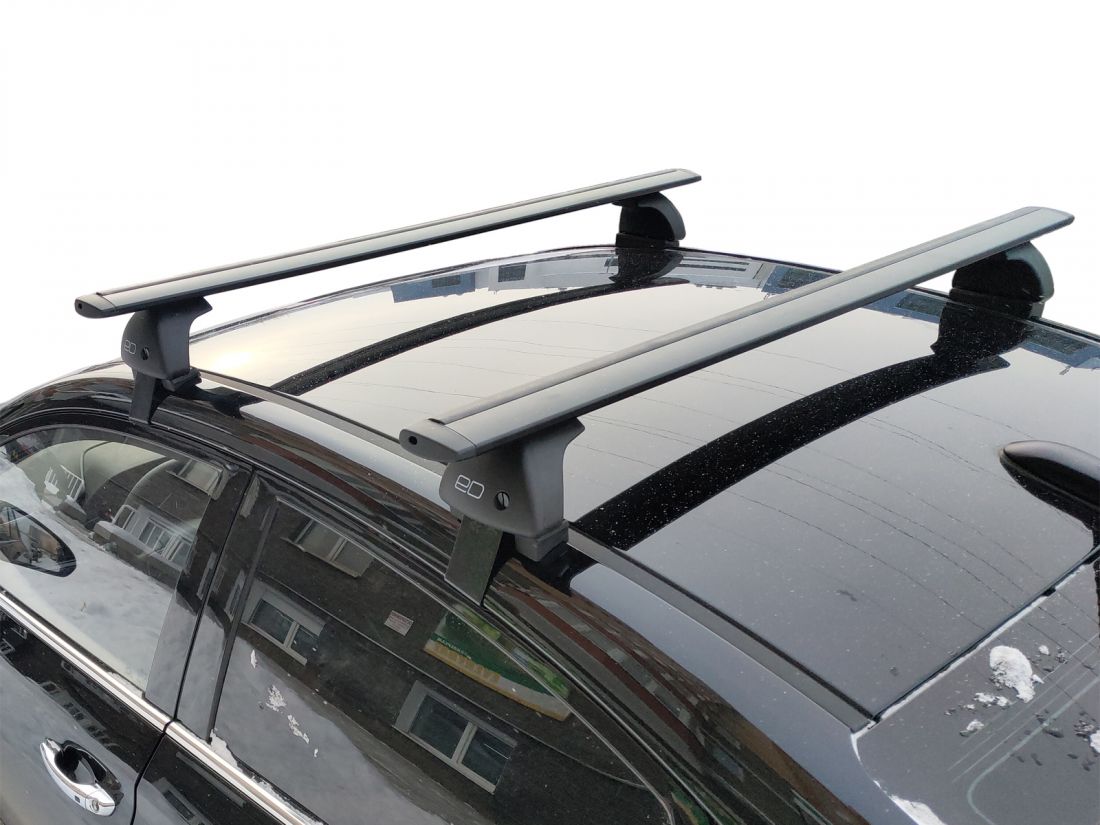 Багажник на крышу Lada Vesta sedan, Евродеталь, черные крыловидные дуги