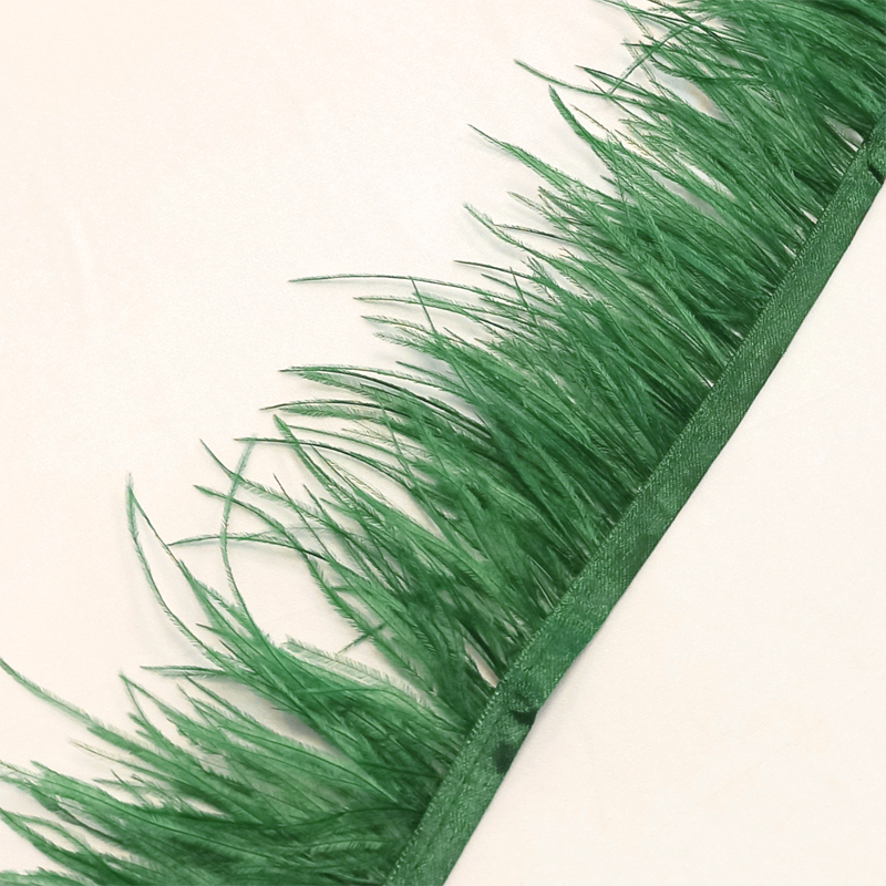 Перья зеленые, лента для рукоделия, шириной 7-11 см