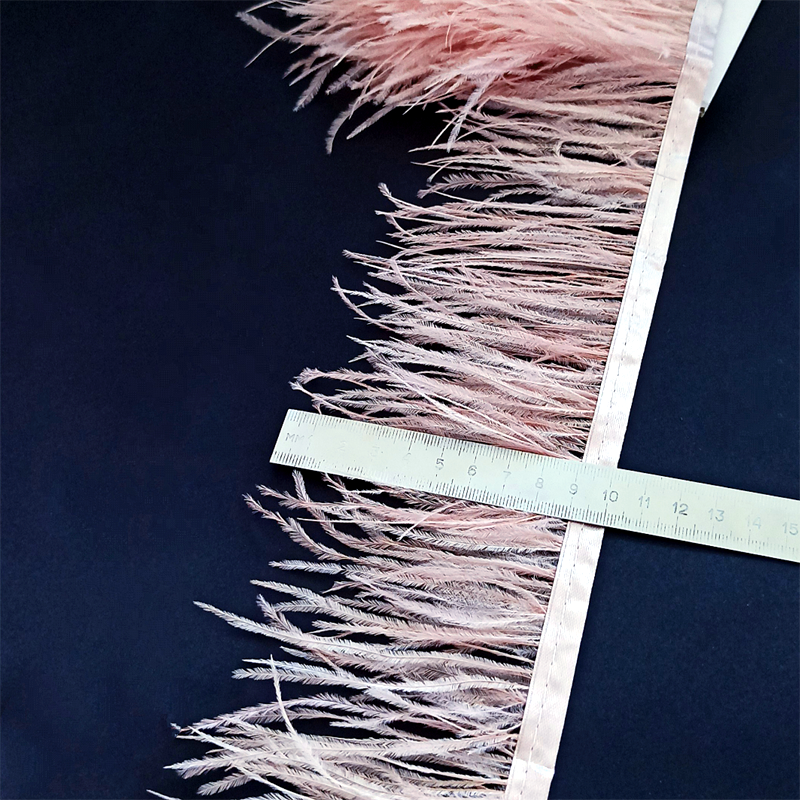 Перья пудра, перо для рукоделия, лента перьевая, шириной 7-11 см, цвет розовая пудра