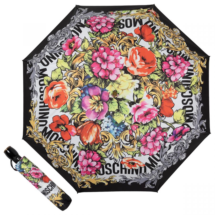 Зонт складной Moschino 8916-OCA Flowers Black