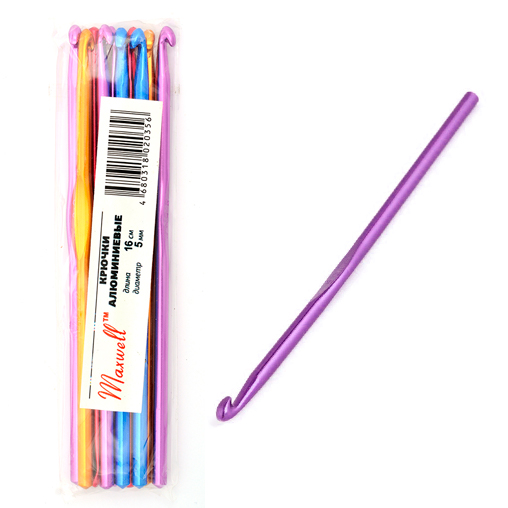фото Крючок для вязания алюминиевый Maxwell Colors без ручки разные размеры  AL-CH04.050