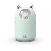 Ультразвуковой увлажнитель воздуха, ночник для дома - Humidifier H2O, Котик зеленый