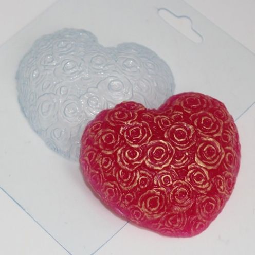 Пластиковая форма для мыла и шоколада Сердце из роз