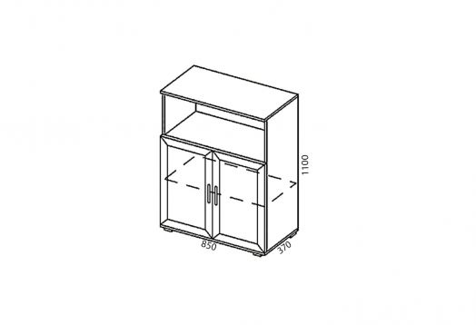 Офисная мебель Триумф (тумба ТН+шкаф открытый ШО+шкаф стеклянный ШС+тумба ТЯ+стол СТ-1,4+тумба ТЯ+стол СТ-1,4+подставка ПК)