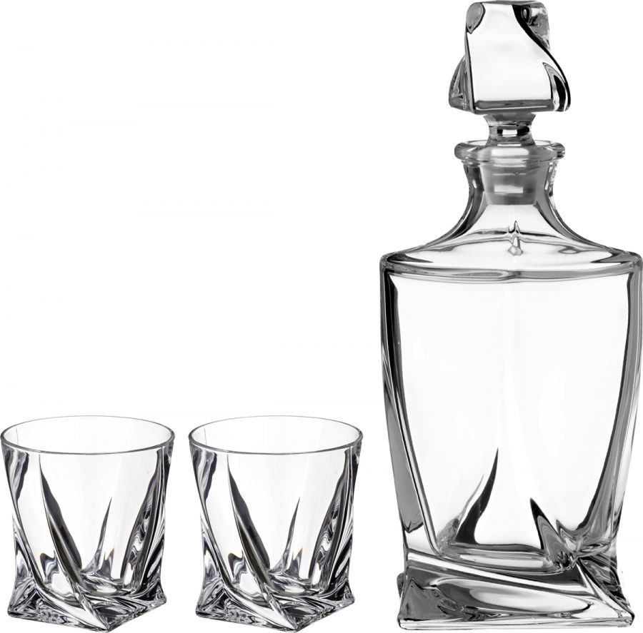 Набор для виски "Квадро": штоф+2 стакана, 850/400 мл, h=27/10 см, 3 пр.