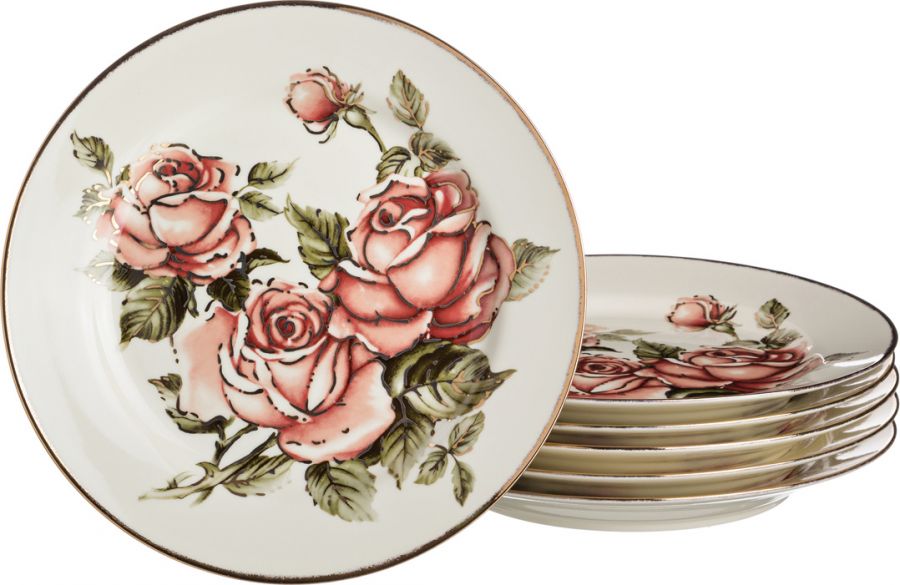 Набор тарелок"Корейская роза" 27 см, h=3.5 см, 6 шт.