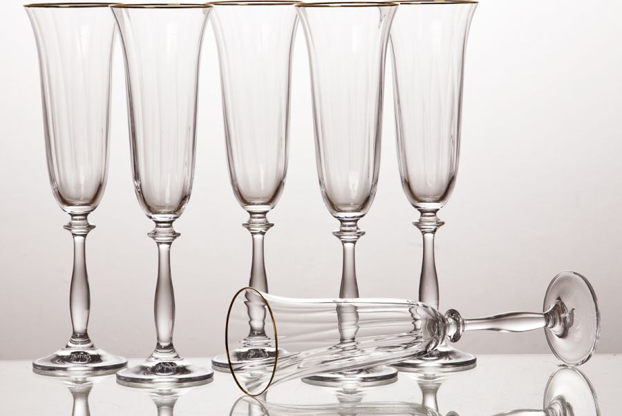 Набор бокалов для шампанского 6 шт."Анжела Оптик" 190 мл, h=25 см.