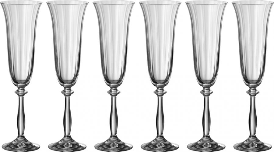 Набор бокалов для шампанского из 6 шт. "Анжела Оптик" 190 мл, h=24 см
