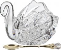 Икорница "Лебедь muza crystal" 11x7 см. h=8.5 см. с ложкой