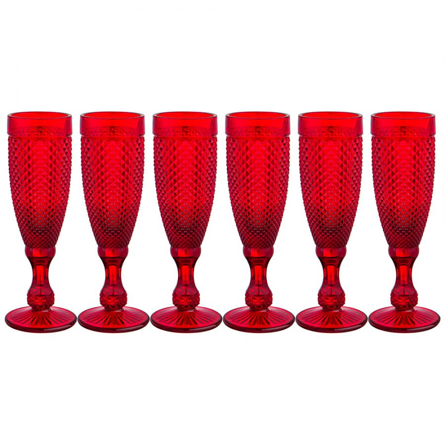 Набор бокалов для шампанского "Гранат" из 6шт. серия "Muza color" 150мл. / h=20 см