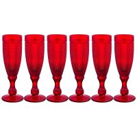 Набор бокалов для шампанского "Гранат" из 6шт. серия "Muza color" 150мл. / h=20 см