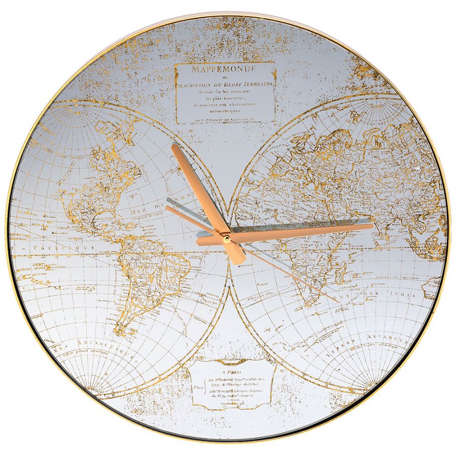 Часы настенные кварцевые "Карта Мира" 45х45х5.5 см