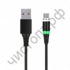 Кабель USB 2.0 Aм вилка(папа)--микро B(microUSB) вилка(папа) Smartbuy , магнит , 1.0 м, 2 А, черный (iK-10mt-2) цв. Пакет