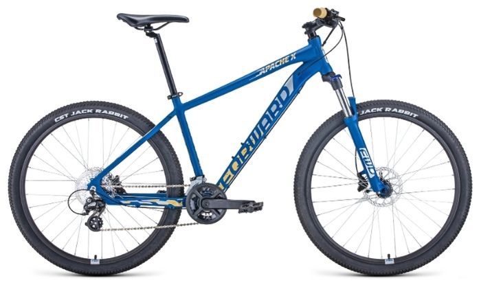 Велосипед FORWARD APACHE 27,5 X (27,5" 16 ск. рост. 19") 2020-2021, Синий матовый/серебристый 1BKW1M37G011
