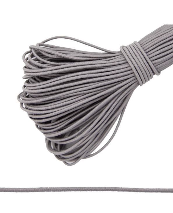 фото Резинка шляпная эластичный шнур круглый Светло-серый разные диаметры TBY-ШЛ.310 светло-серый