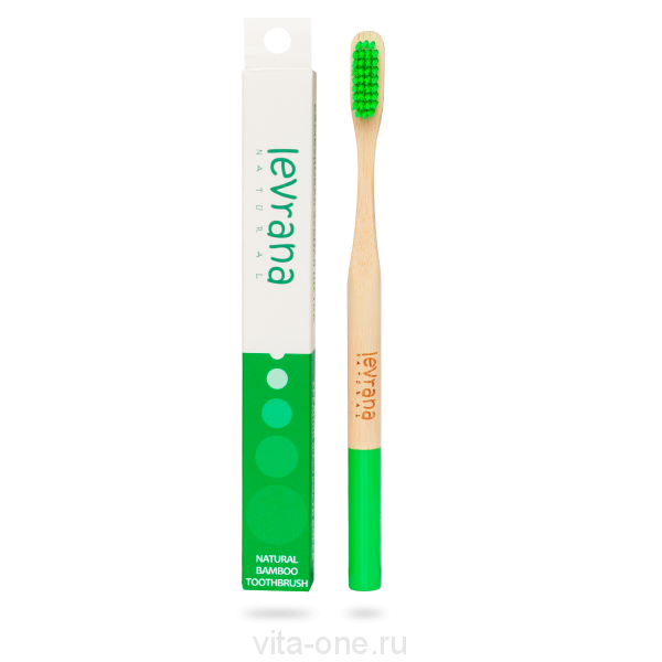 Бамбуковая зубная щетка средней жесткости Зеленая Levrana