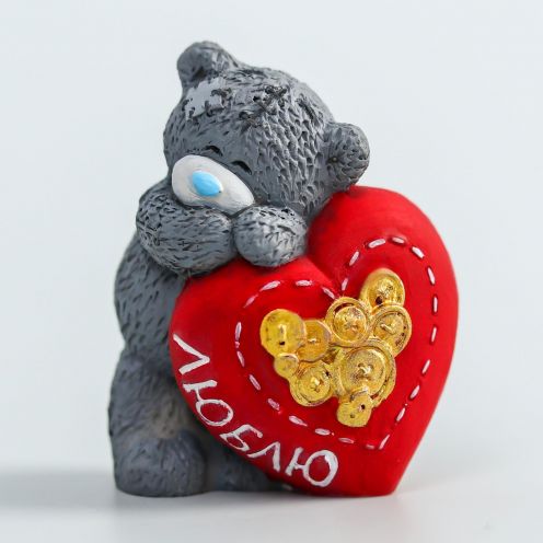 Силиконовая форма "Медвежонок Me to you влюблённый с большим сердцем - Люблю" 4,5 см