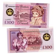 100 Pounds (фунтов) - Принцесса Диана (Diana Frances Spencer. Princess of Wales. England). Памятная банкнота. UNC Oz