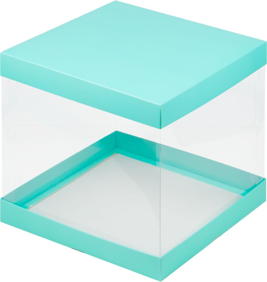 РК Коробка д/торта с прозрачными стенками 260*260*280 (тиффани)