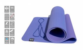 Коврик для йоги 6 мм двуслойный TPE фиолетово-сиреневый FT-YGM6-2TPE-1