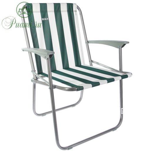 Кресло складное КС4, 57,5 х 61,5 х 74 см, цвет зелёный/белый