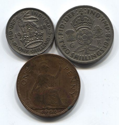 Набор монет Великобритания 1948-1966 3 шт. НАБ БРИТ-002