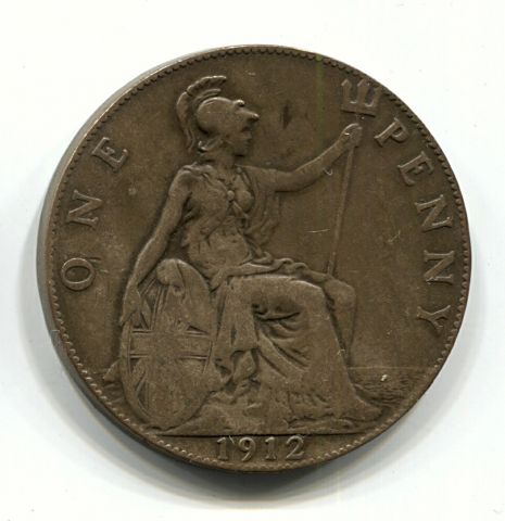 1 пенни 1912 Великобритания
