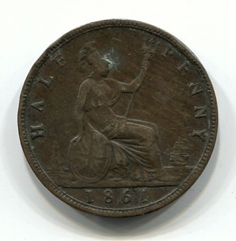 1/2 пенни 1861 Великобритания XF-