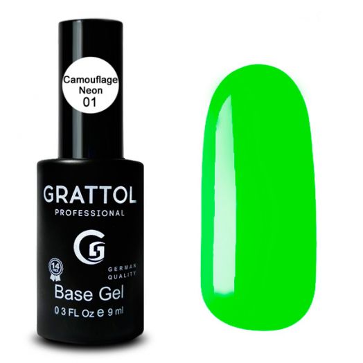 БАЗА КАУЧУКОВАЯ ДЛЯ ГЕЛЬ-ЛАКА GRATTOL RUBBER BASE NEON 01, 9 МЛ