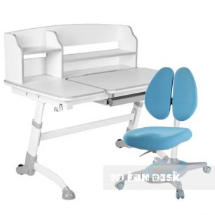 Комплект регулируемая парта FunDesk Amare II Grey + кресло Primavera II Blue