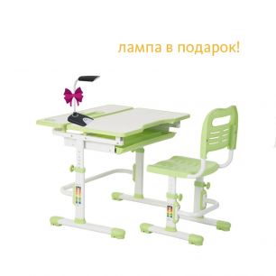 Растущая парта + стульчик для школьника Fundesk Lavoro Green
