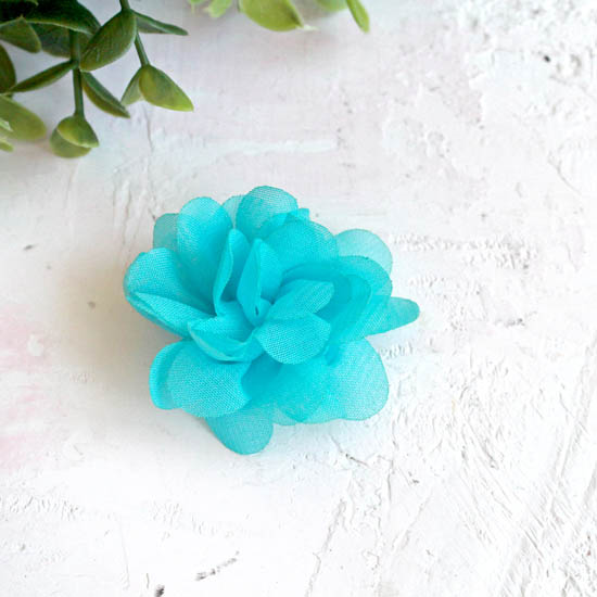 Цветок тканевый воздушный 4,5 см., голубой