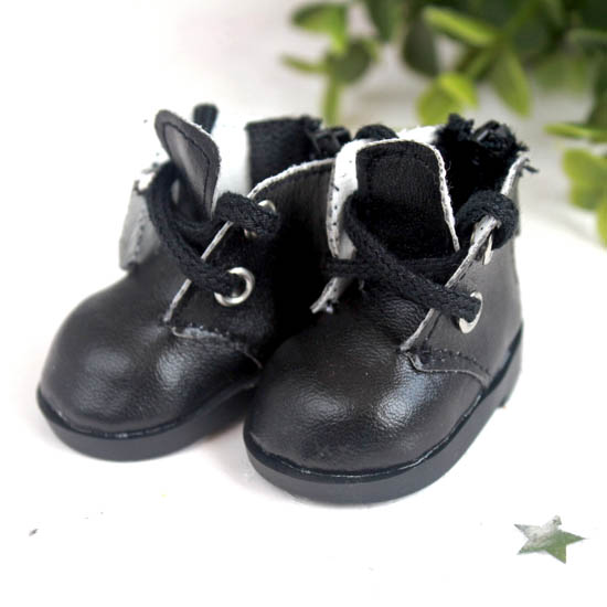 Обувь для кукол 5 см - ботиночки на молнии черные