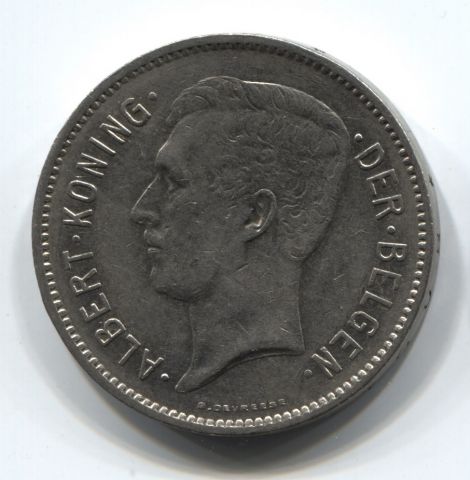 5 франков 1933 Бельгия DER BELGEN XF