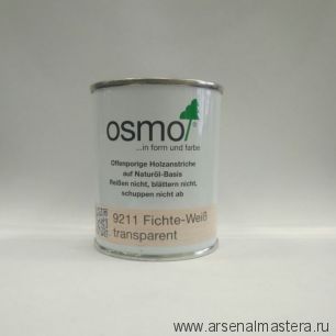 Однослойная лазурь для древесины для наружных и внутренних работ OSMO Einmal-Lasur HS Plus 9211 Белая ель 0,125 л Osmo-9211-0,125 11101050