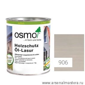 Защитное масло - лазурь для древесины для наружных работ OSMO Holzschutz Ol-Lasur 906 Серый жемчуг 0,75 л