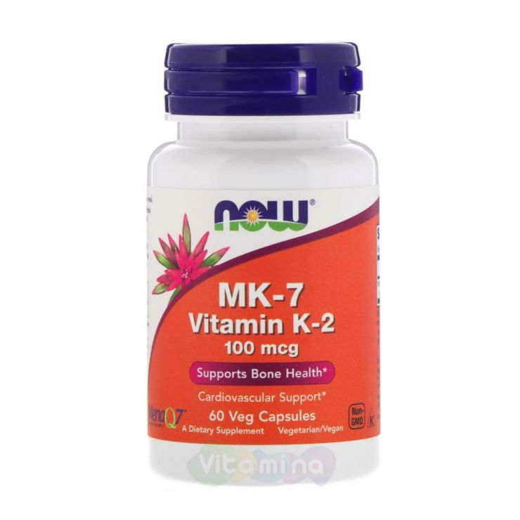Now Foods MK-7, Витамин K2, 100 мкг, 60 капс.