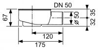 Сифон Tece Drainline DN50 0,7 л/с 650000 горизонтальный без погружного стакана схема 2