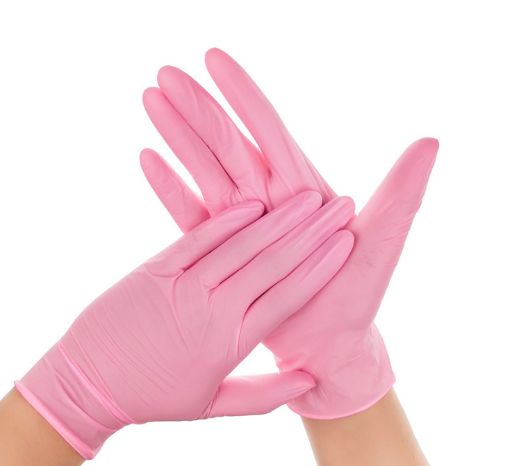 Перчатки нитриловые, розовые, размер S, (100 шт)