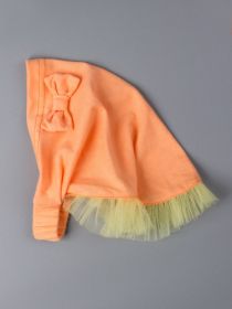 00-0021290 Косынка трикотажная для девочки с рюшами и бантиком на резинке, оранжевый