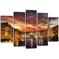 Модульная картина с часами Венеция в закате