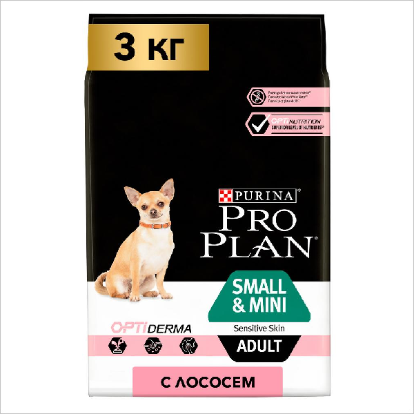 Сухой корм для собак мелких пород Pro Plan Small Mini Sensitive Skin при чувствительной коже с лососем