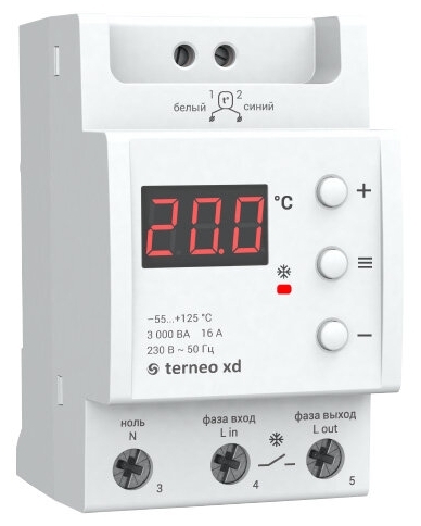 Электронный терморегулятор для систем охлаждения, кондиционирования Terneo XD, 16 А/3000 Вт