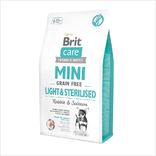 Сухой корм для собак мелких пород Brit Care Mini Light & Sterilised с кроликом и лососем