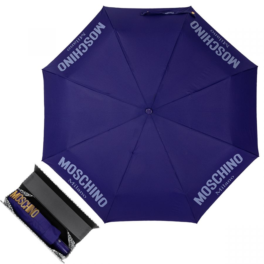 Зонт складной Moschino 8021-OCF New Metal Logo Blue+ Box logo