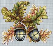 "Acorns". Digital cross stitch pattern.