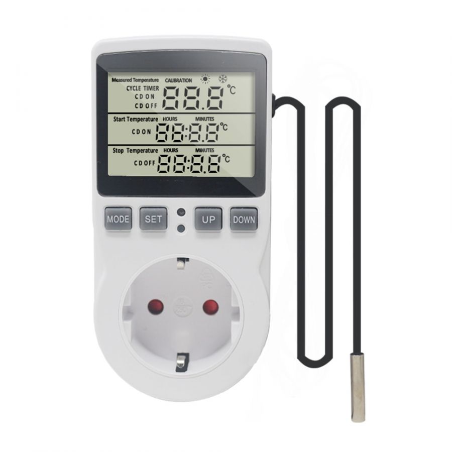 Цифровой контроллер температуры Ketotek KT3100 в розетку, 16 А/3680 В, ЖК-дисплей, таймер