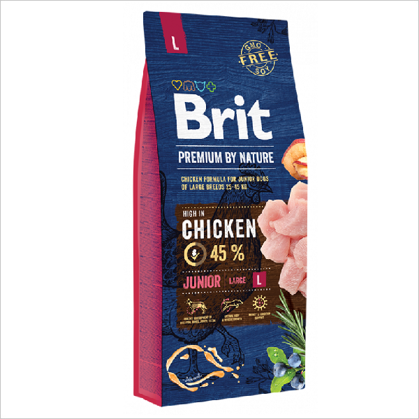 Сухой корм для щенков крупных пород Brit Premium Junior Large Chicken с курицей