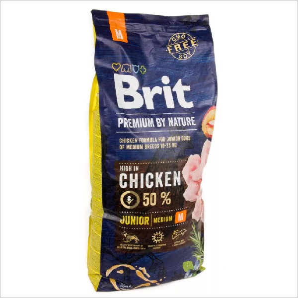 Сухой корм для щенков средних пород Brit Premium Junior Medium Chicken с курицей