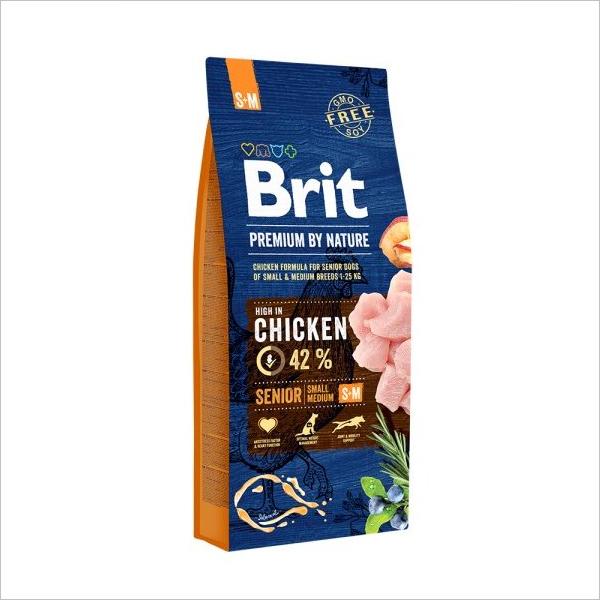 Сухой корм для пожилых собак мелких и средних пород Brit Premium Senior S+M Chicken с курицей